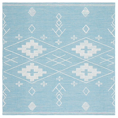 Holtby Southwestern Handmade Flatweave Teal/Ivory Area Rug