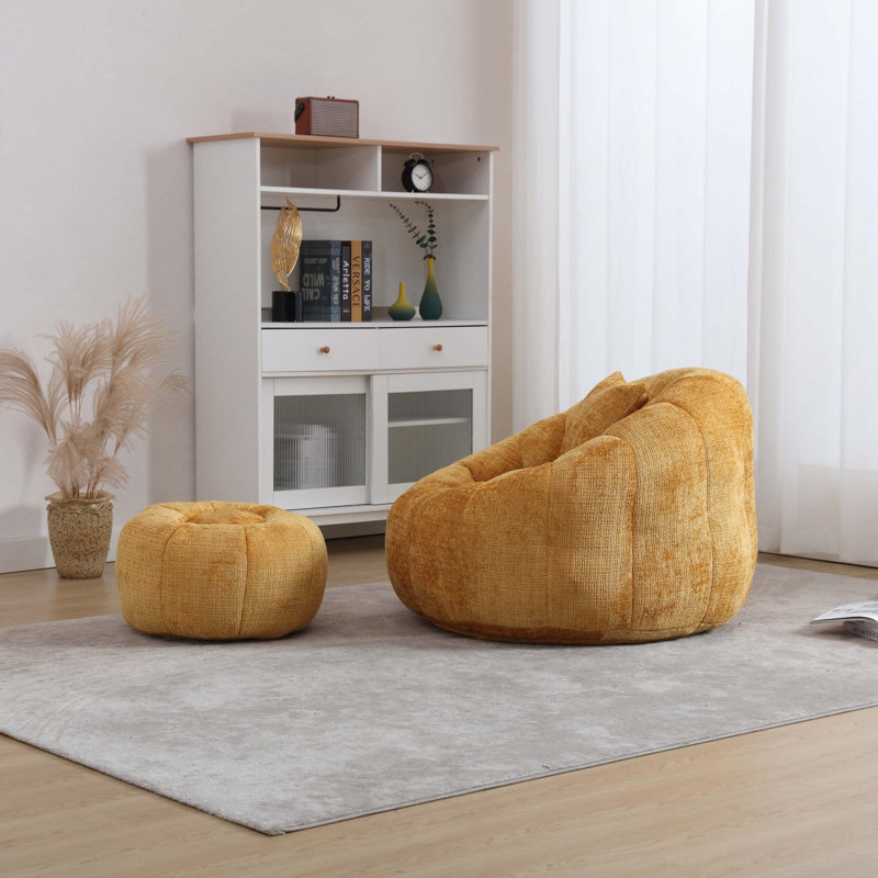 Fauteuil à billes avec repose-pieds et repose-pieds Modern Modern, Jaune