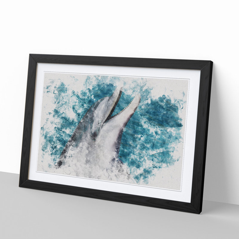 Dolphin - Picture Frame Graphic Art, 65cm H x 90cm W x 2cm D, Black