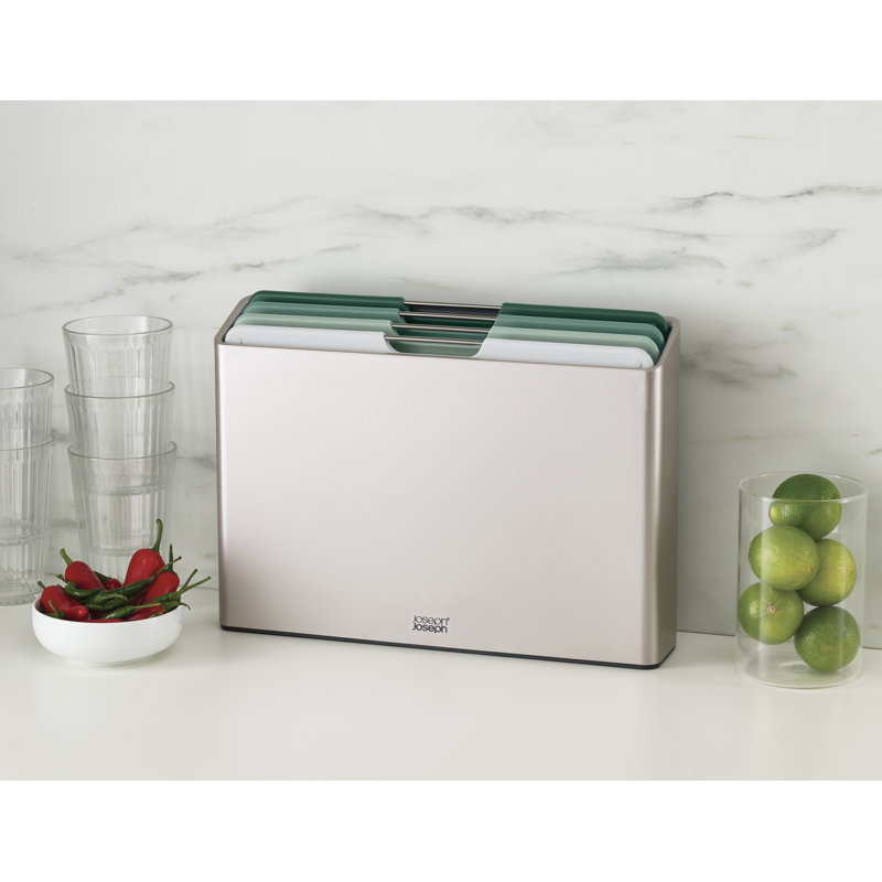 Sage Green Flexible Plastic Rectangular Cutting Board Set with Storage Case