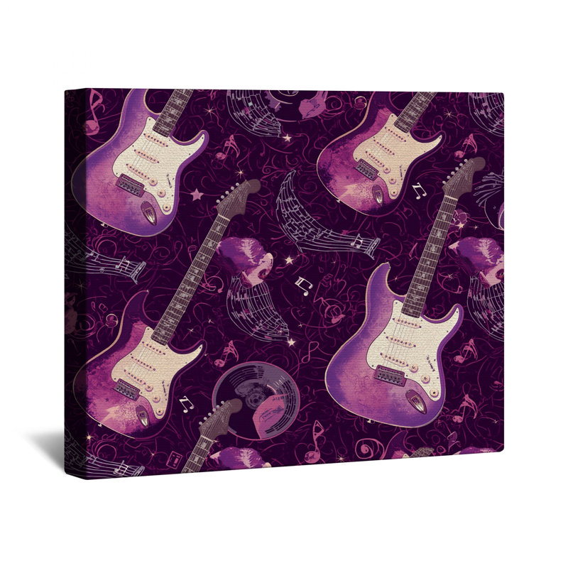 Toile tendue de guitare électrique mauve en plusieurs tailles, 12 x 12 inches