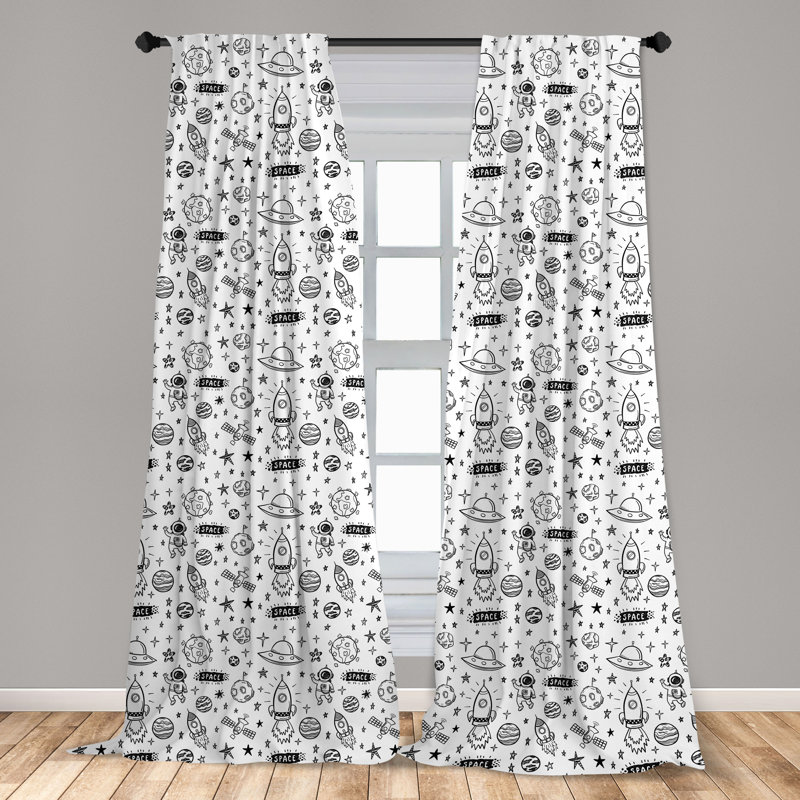 Astronaut Semi-Sheer Rod Pocket Curtain Panels, 28" x 95"
