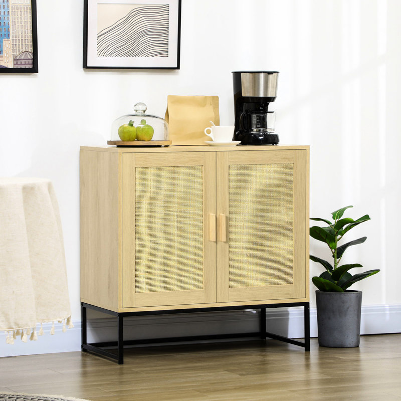 Armoire décorative avec portes, tablette réglable pour bureau - décorative naturelle