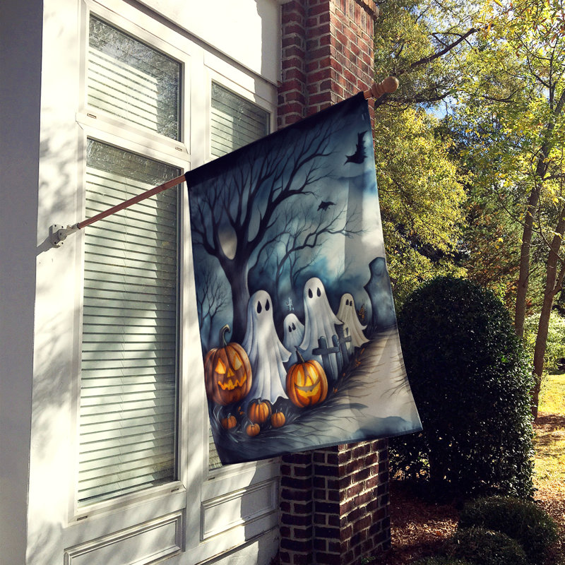 Double Sided 40'' H x 28'' W Polyester Halloween House Flag