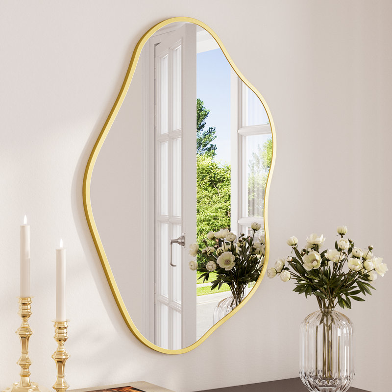 Aluminium Irregular Mirror, 61cm x 91.4cm, Black
