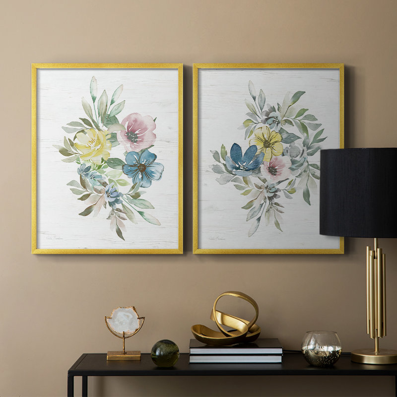 «Spring Meadow Arrangement I», reproduction encadrée de qualité supérieure - prête à être accrochée - aucun clou requis - aucun clou requis