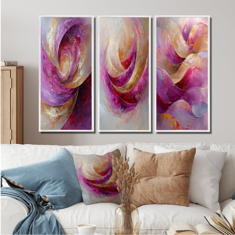Abstrait lavande Tranquility Balance I - Collection de décorations murales à imprimé abstrait vert 3 pièces, 40" H x 60" W
