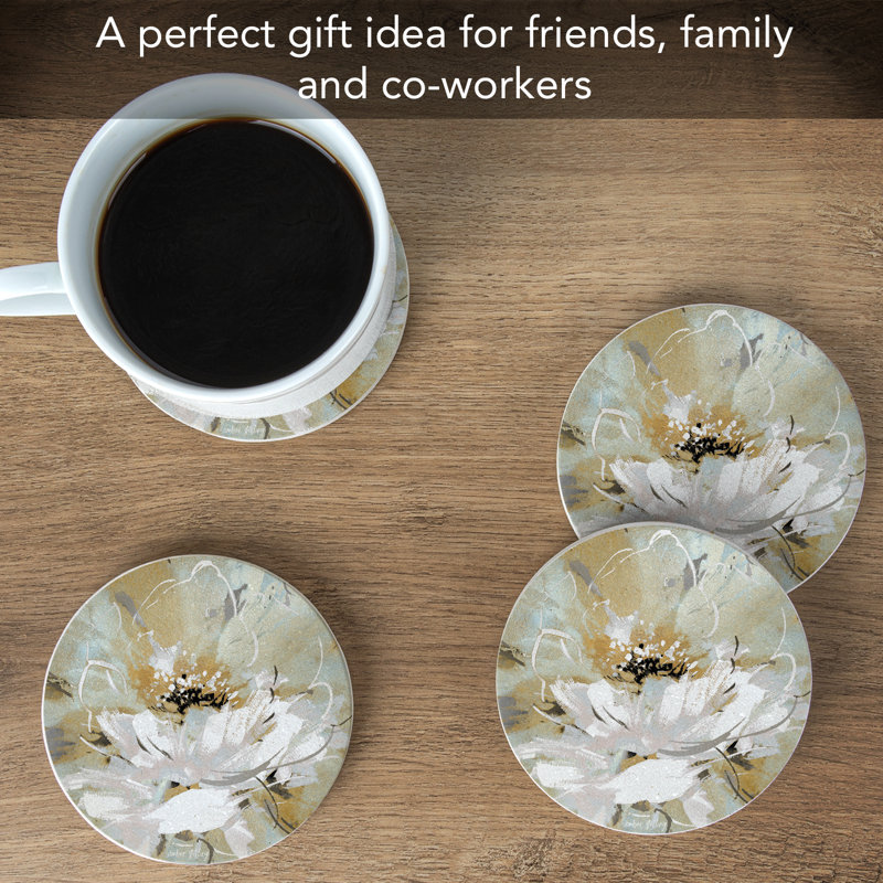 Ensemble de 4 sous-verres ronds en grès naturel Lark Manor ™