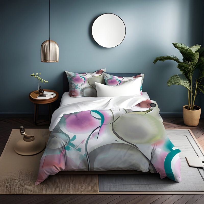 Polyester Abstract Duvet Cover, King Duvet Cover + 2 King Shams