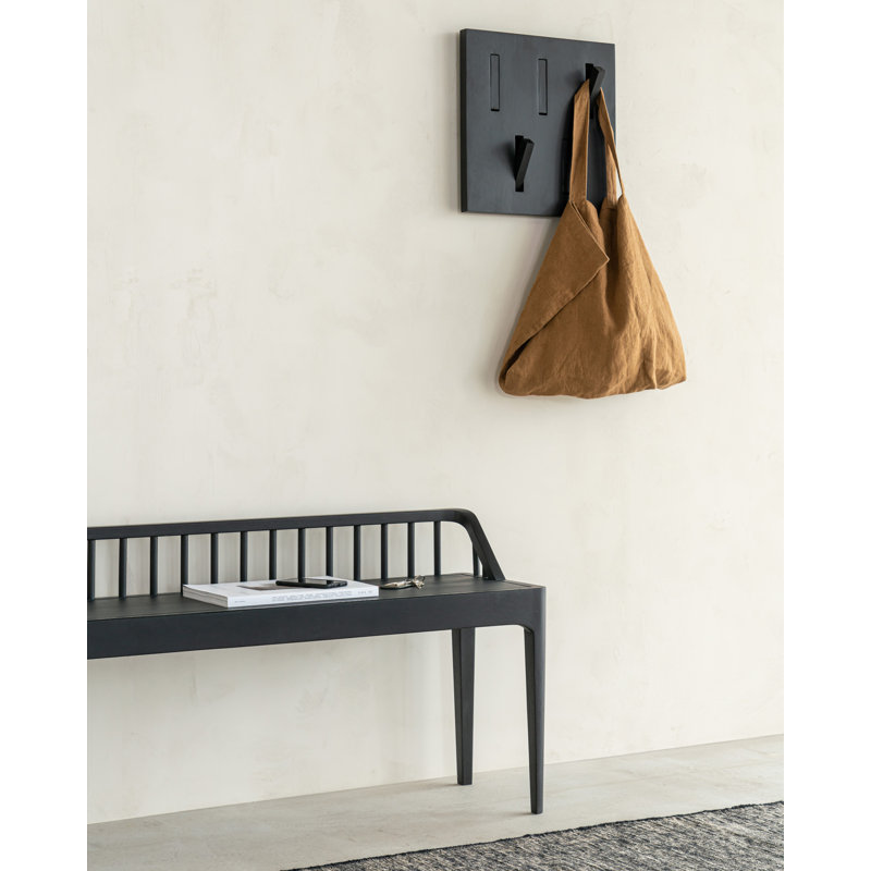 Spindle Solid Wood Bench, Natural Oak