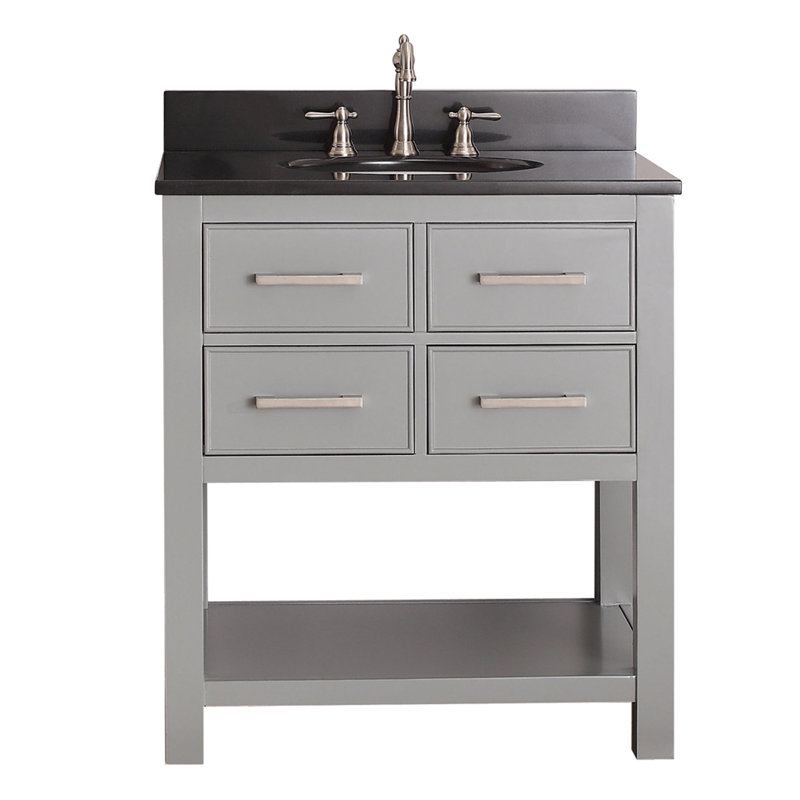 Brooks 31'' W Single Vanity, Chilled Gray, White Engineered Marble, Oval