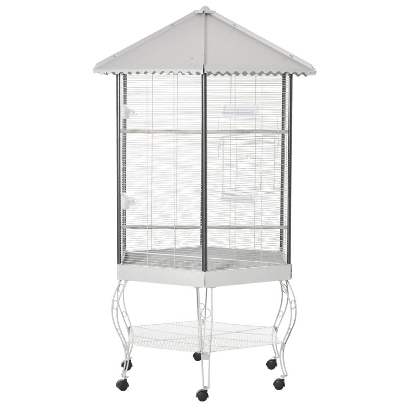 Cage à oiseaux 77 po, intérieur spacieux avec rangement pratique, cage à volière en acier, rangement innovant pour oiseaux,