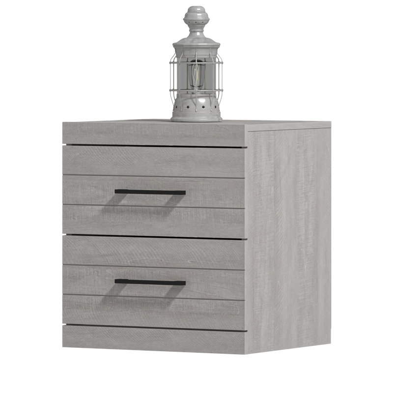 Avigail 2 Drawer Nightstand, Dark Gray Oak
