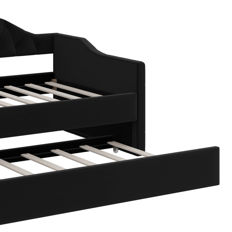 Lit de jour simple capitonné et rembourré avec couchette, canapé-lit en velours avec prise USB et points de charge de type C