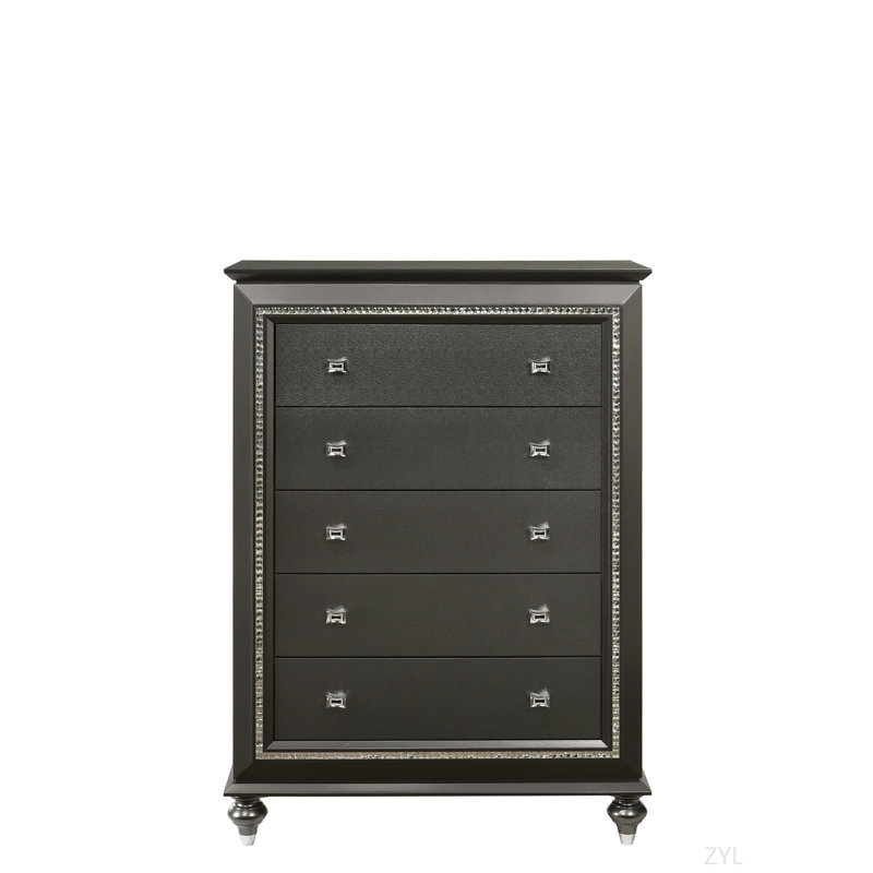 Commode à finition gris métallique, Gris argenté
