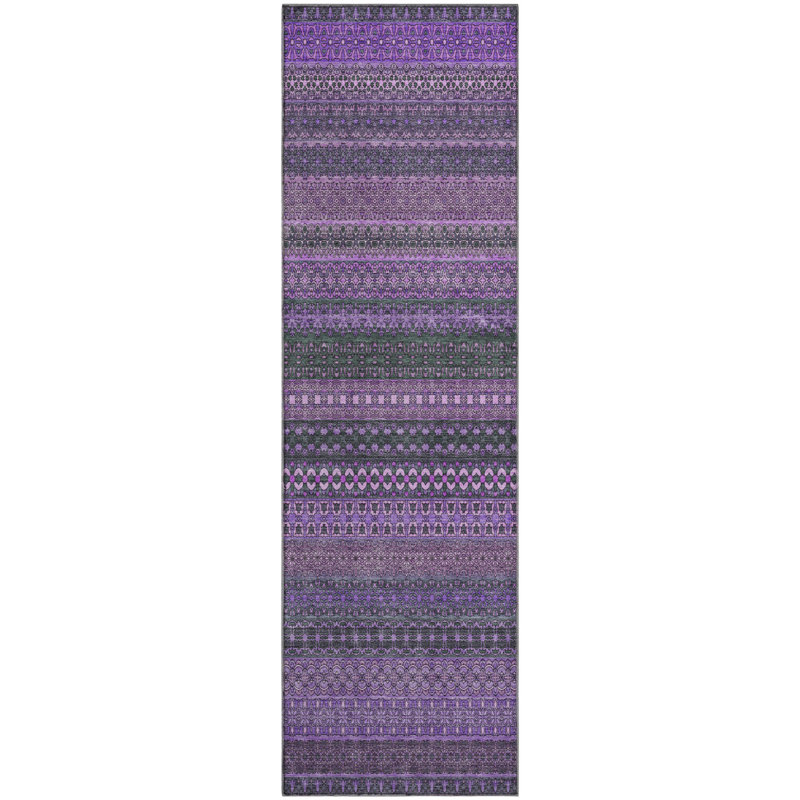 Premium Machine Washable Cerrito AMF527 Purple, Runner 2'3" x 7'6"