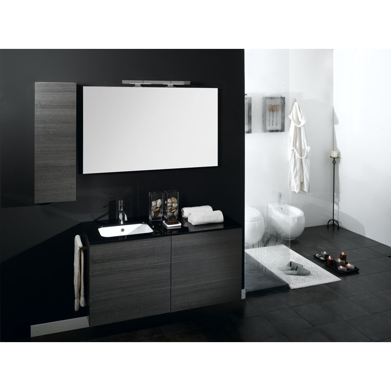 Ensemble de meuble-lavabo simple avec miroir 47" Devon, Chêne gris