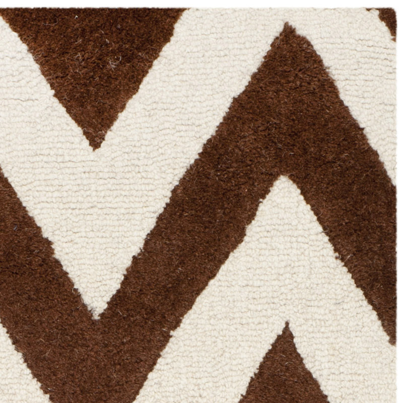 Sanyla Hand Tufted Wool Chevron Rug, Square 8'