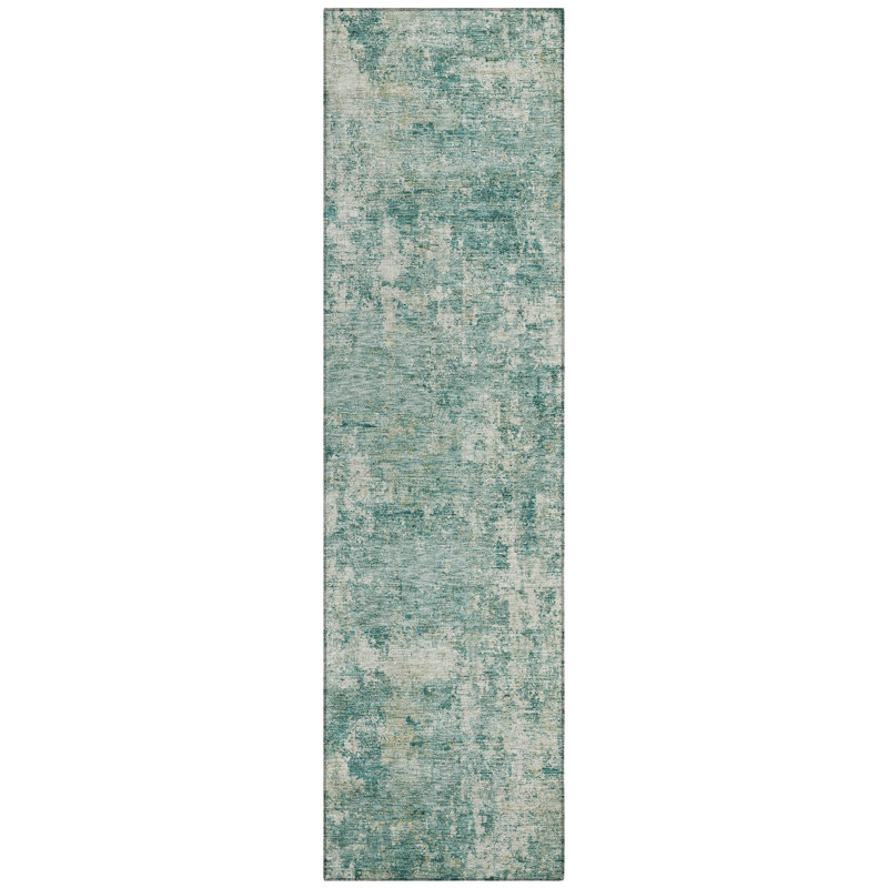Machine Washable Indoor/Outdoor Xhevrie Teal Rug, Runner 2'3" x 7'6"