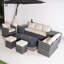 Ensemble de conversation modulaire d'extérieur 8 pièces avec table de foyer, table d'appoint avec réservoir à gaz, boîte de rangement et canapé en osier tissé à la main - Ensemble de meubles de patio avec coussins de 4 po