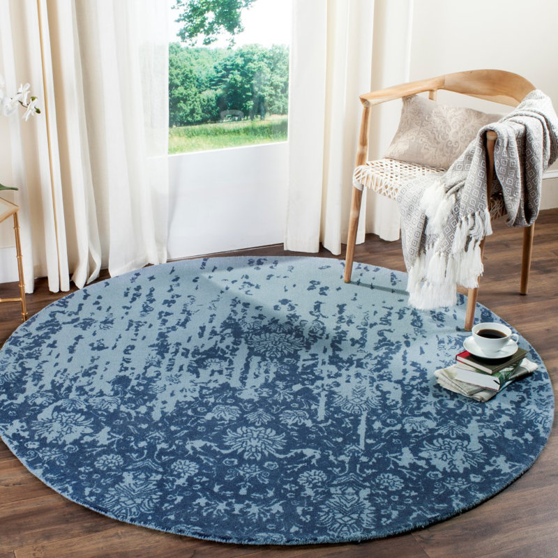 Ellicottville Restoration Vintage Hand Tufted Wool Floral Rug, Round 6'