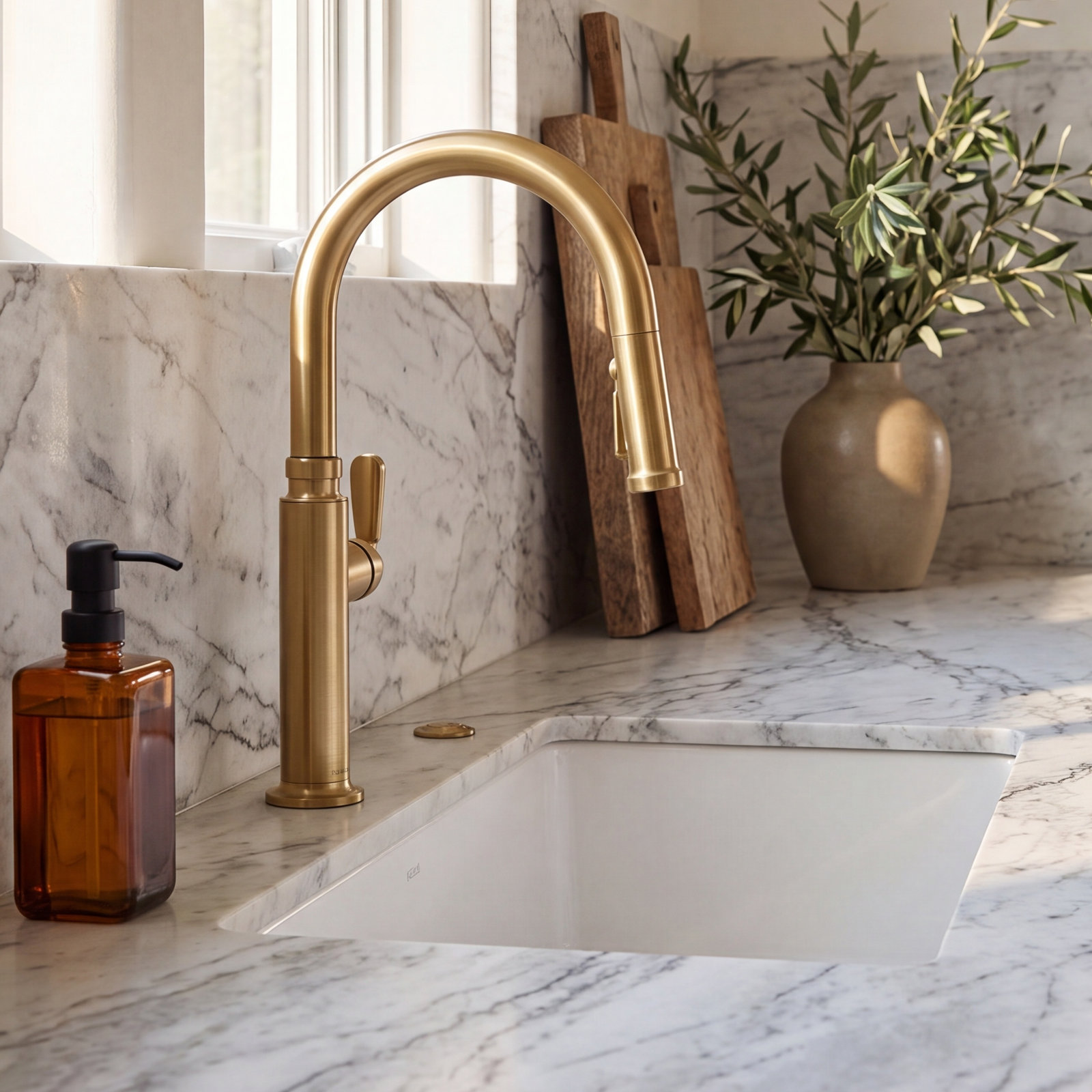Edalyn Pull-Down Kitchen Faucet, Vibrant Brushed Moderne Brass