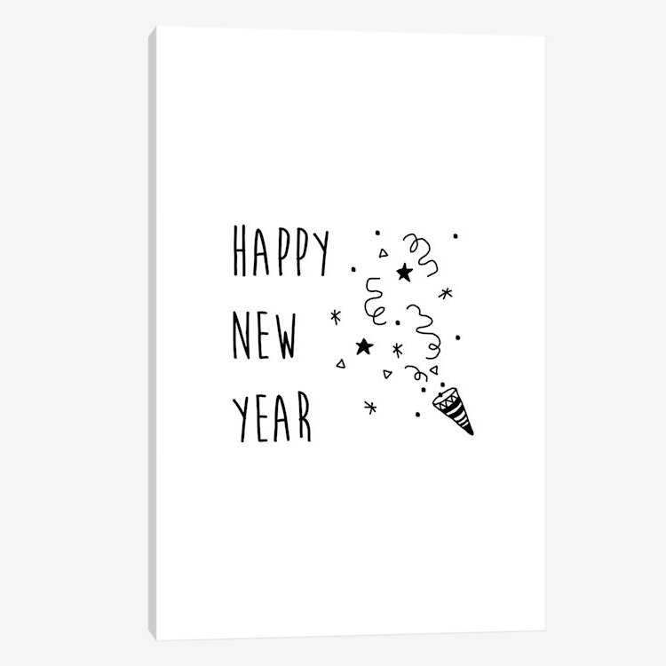 «Happy New Year», reproduction d'art textuel sur toile tendue, H 26 po x l 18 po x P 1,5 po