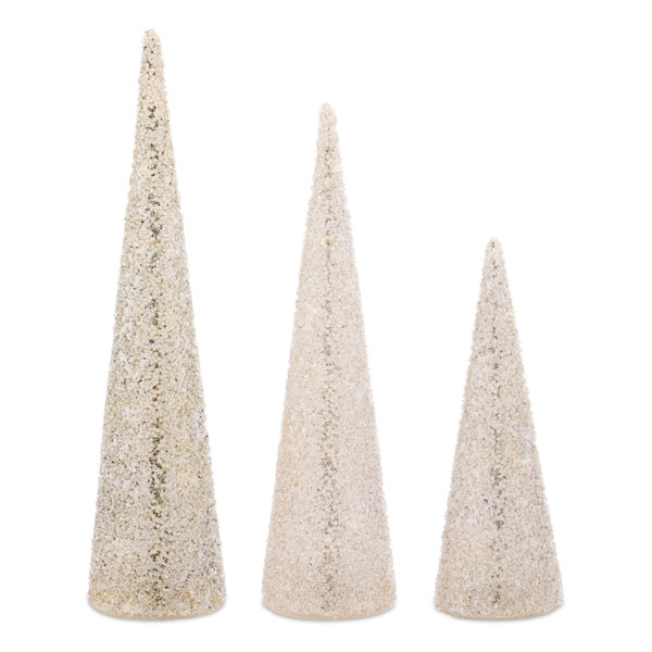 The Holiday Aisle® 3 Piece Glass LED Tree Set | Wayfair 3 Piece Glass LED Tree Set