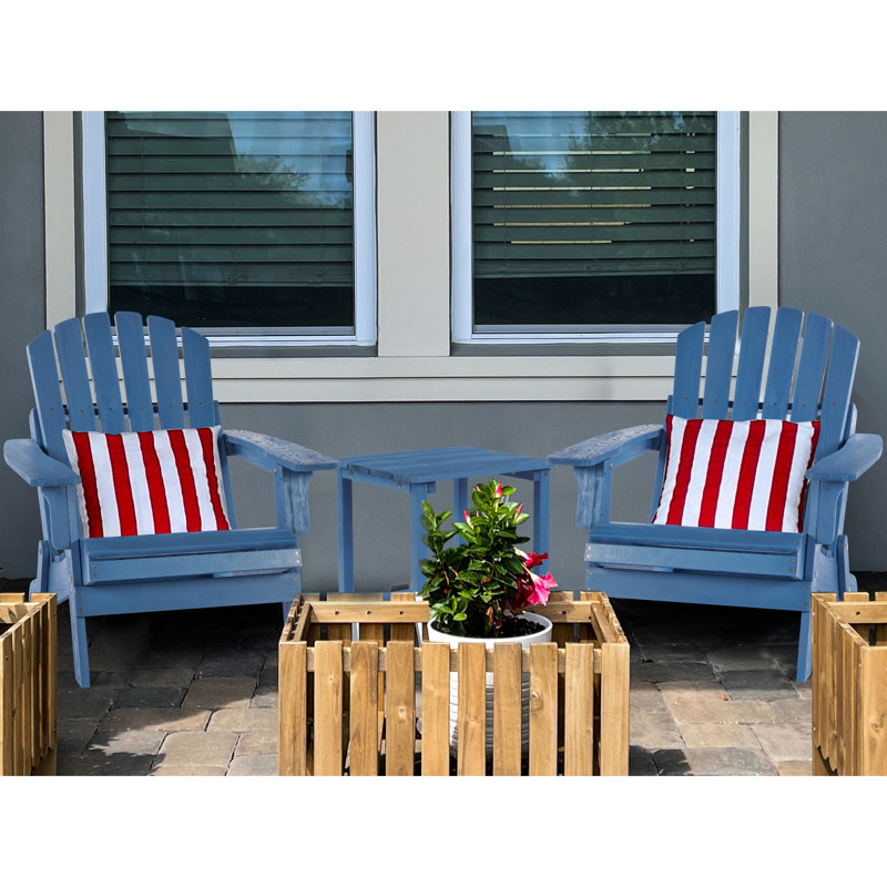 Chaise de patio bleue en bois massif avec option pliable - pour le jardin, la cour, le porche, la terrasse de la piscine, confortable en terrasse