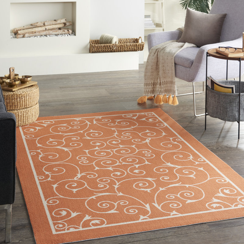 Tapis orange moderne Dian, Rectangle 4 pi 3 po x 6 pi 3 po