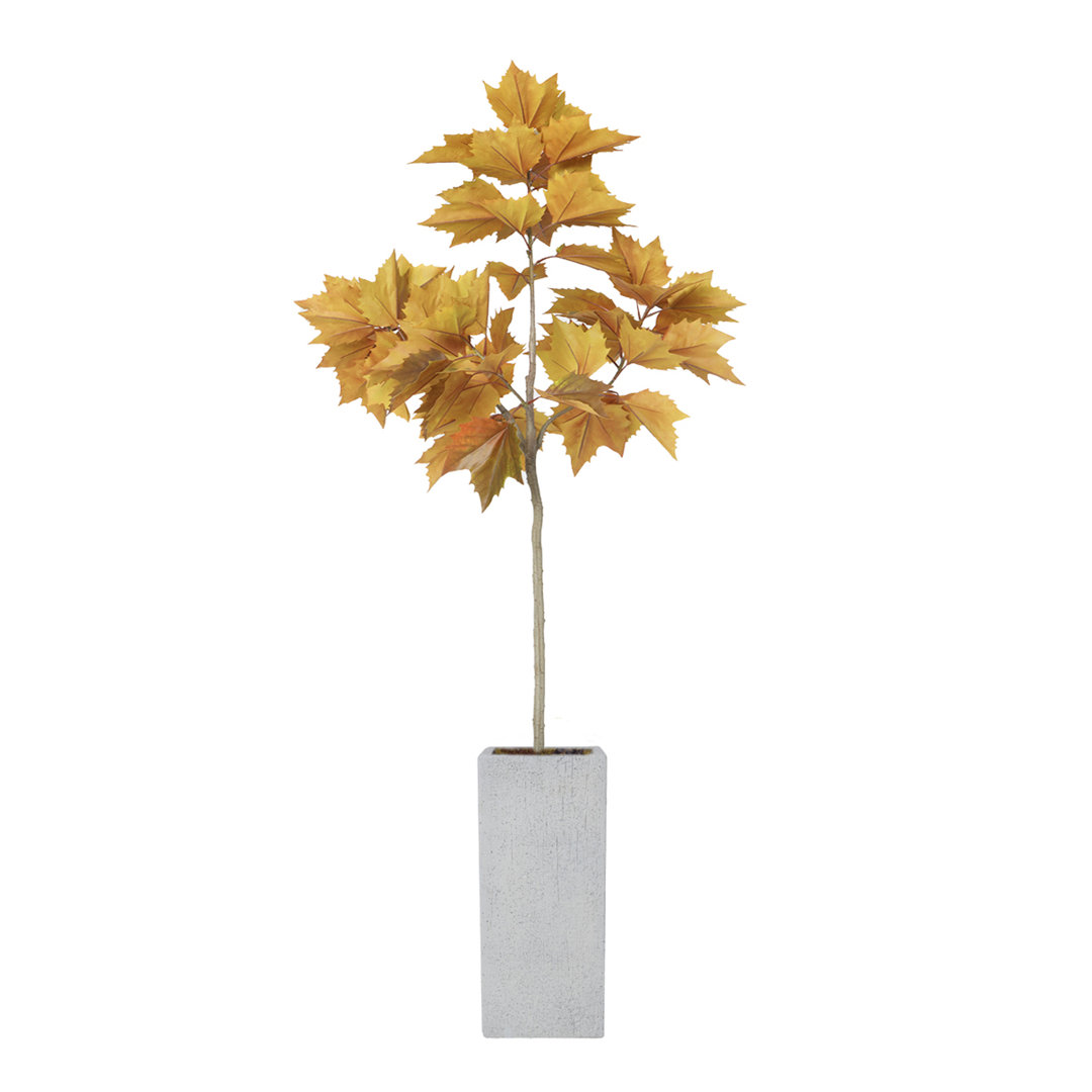 78.6'' Artificial Maple Leaf Tree In A Square Beige Fiberstone Planter Perfect For Indoor And Outdoor Use Primrue