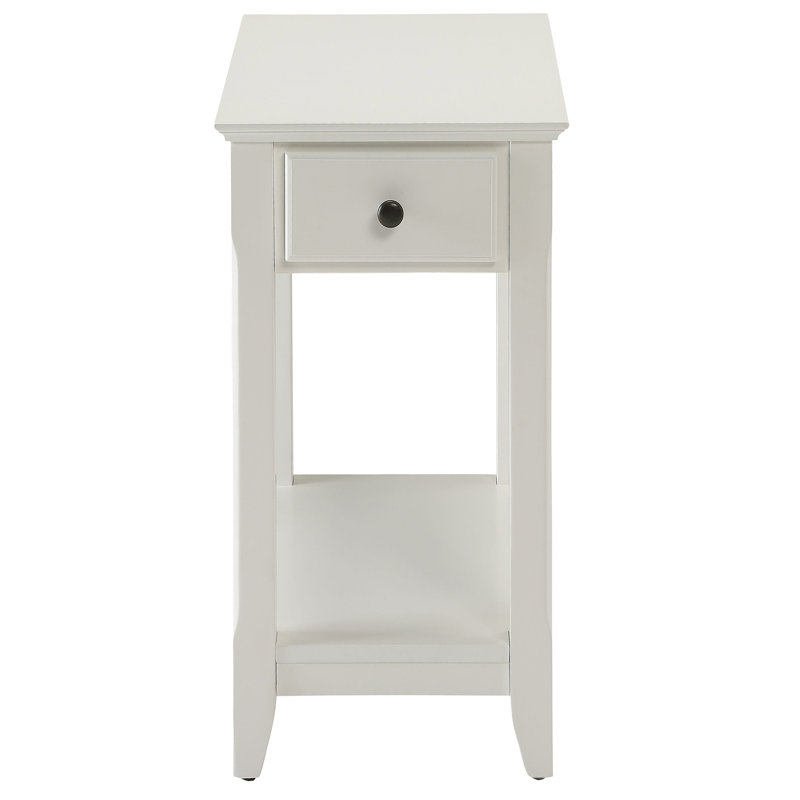 Table d'appoint blanche avec tablette inférieure - Tiroir élégant et pratique pour rehausser votre espace de vie, Blanc