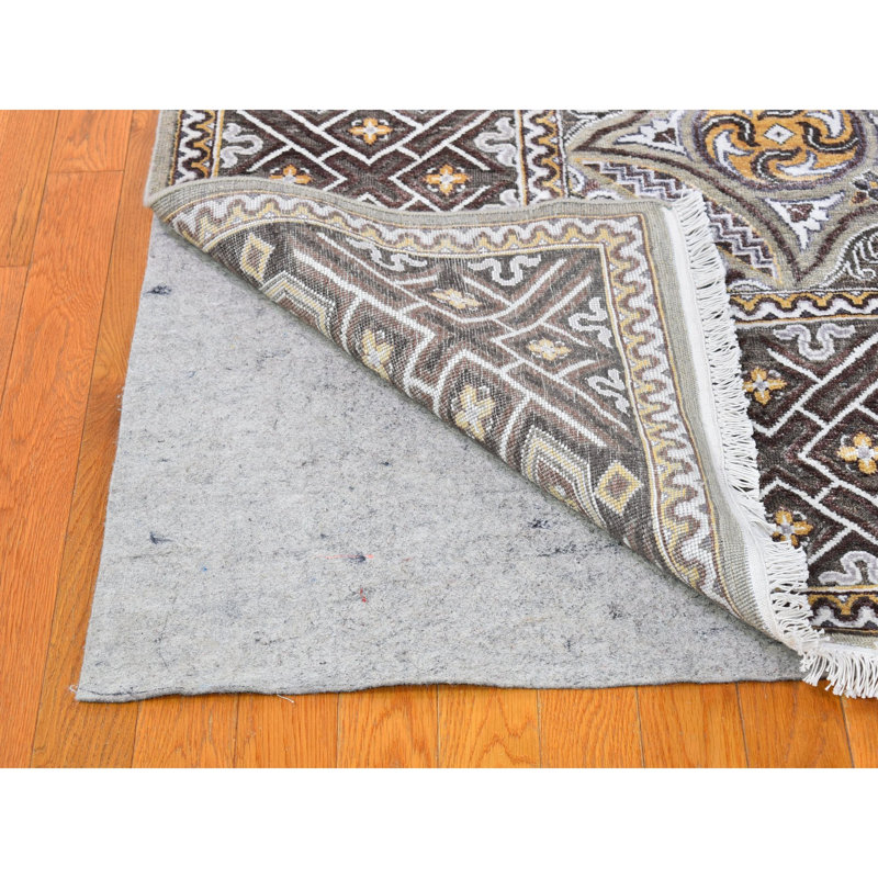 Tapis oriental brun en laine texturée d'inspiration moghole 9 pi 1 po x 12 pi D3490187D4CF4D019FF12B4152952973