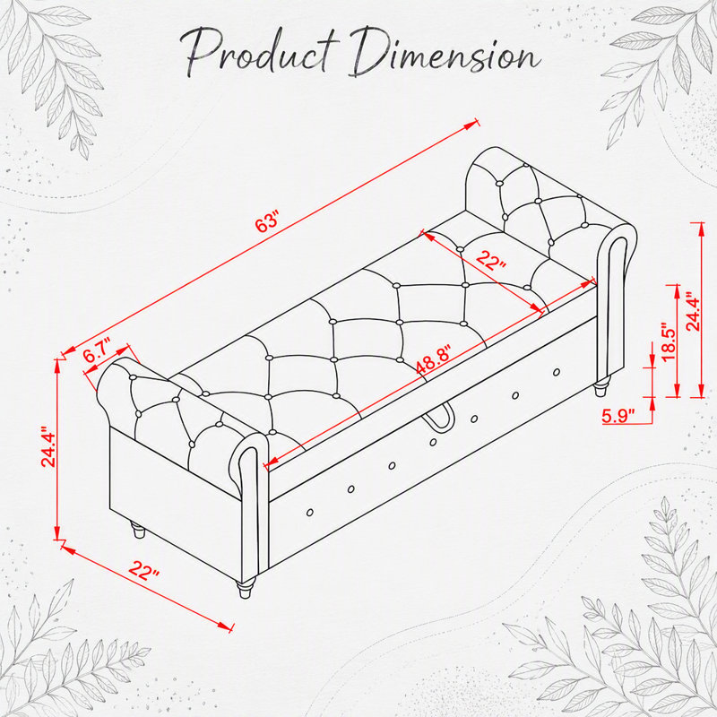 63" Bed Bench Green Velvet