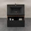 Meuble-lavabo mural 24 po moderne en noyer fumé avec plateau en quartz noir-1670200008
