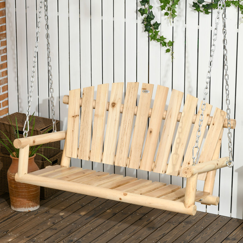 Banc de balançoire suspendu 2 places Outsunny avec chaînes en métal pour terrasse, patio, jardin, cour