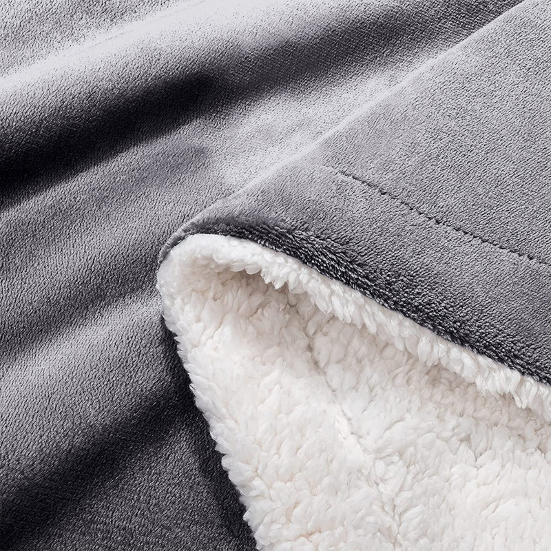 Formaran Sherpa Fleece Fur Thick Reversible Blanket Throw, W150 x L200cm, Grey
