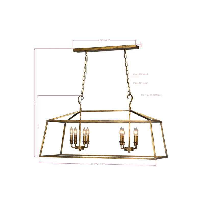 Luminaire suspendu linéaire à 8 lumières Bahena