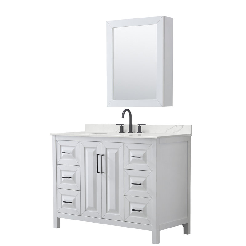 Daria 48'' W Vanity, Matte Black, White, Giotto Quartz
