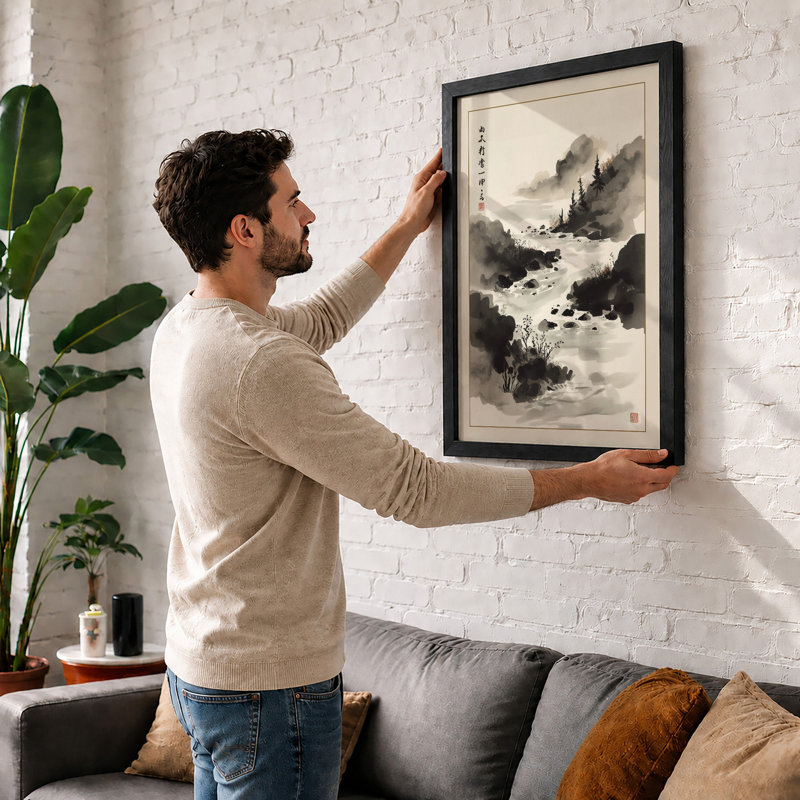 Mountain Mist Japandi - Print, Black, A4 - 29.7 x 21.0 cm