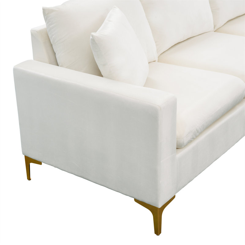 Canapé et méridienne en velours 110,6 po, Velours blanc