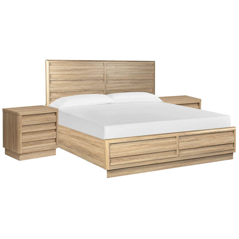 Grand lit de rangement avec table de chevet Headen, 2 Pcs: Bed, Nightstand, Grand