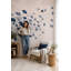 Fresque murale feuille de ginkgo bleu marine, art botanique, mur décoratif rose poudré-531835235-531835240