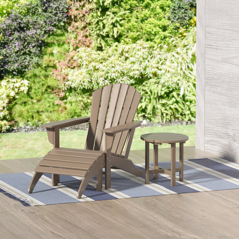 Chaise Adirondack en plastique avec repose-pieds Geoff, Bois patiné