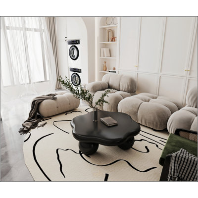 Table basse en forme de nuage, design minimaliste moderne en forme de pétale avec pieds sphériques, adapté aux enfants et aux animaux de compagnie