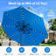 Parasol bleu pour terrasse 11 pieds avec 8 nervures en aluminium, auvent et inclinaison pour les espaces extérieurs