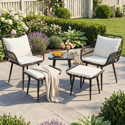 5-Piece Patio Conversation Set with Cushions, Outdoor Seating Group for Garden Backyard Poolside