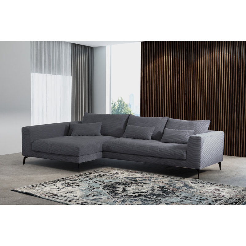 Cahoe Corner Sofa in Cord Fabric, Right Hand Facing, Corduroy, Antracite