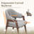 Modern Minimalist Upholstered Linen Dining Armchair with Solid Wood Legs-994061298
