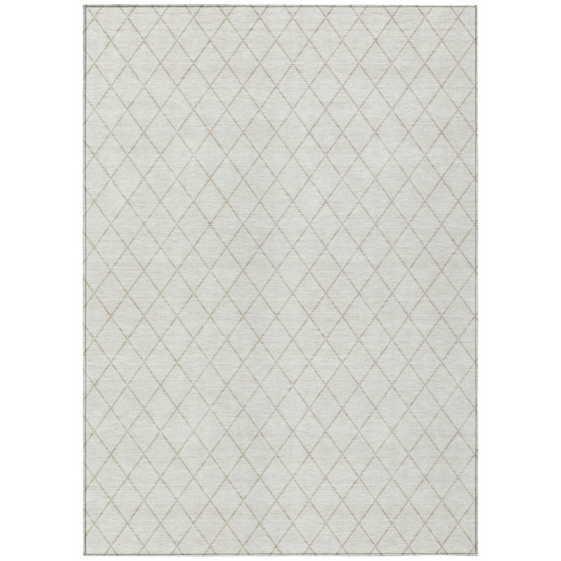 Tapis intérieur / extérieur lavable ivoire et beige HomeRoots 9 pi x 12 pi